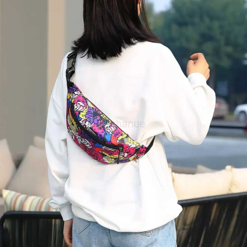 Flower Pattern Waist Bag Portable Large Capacity Printing Fanny Pack Nylon Waterproof Chest BagXJ240720