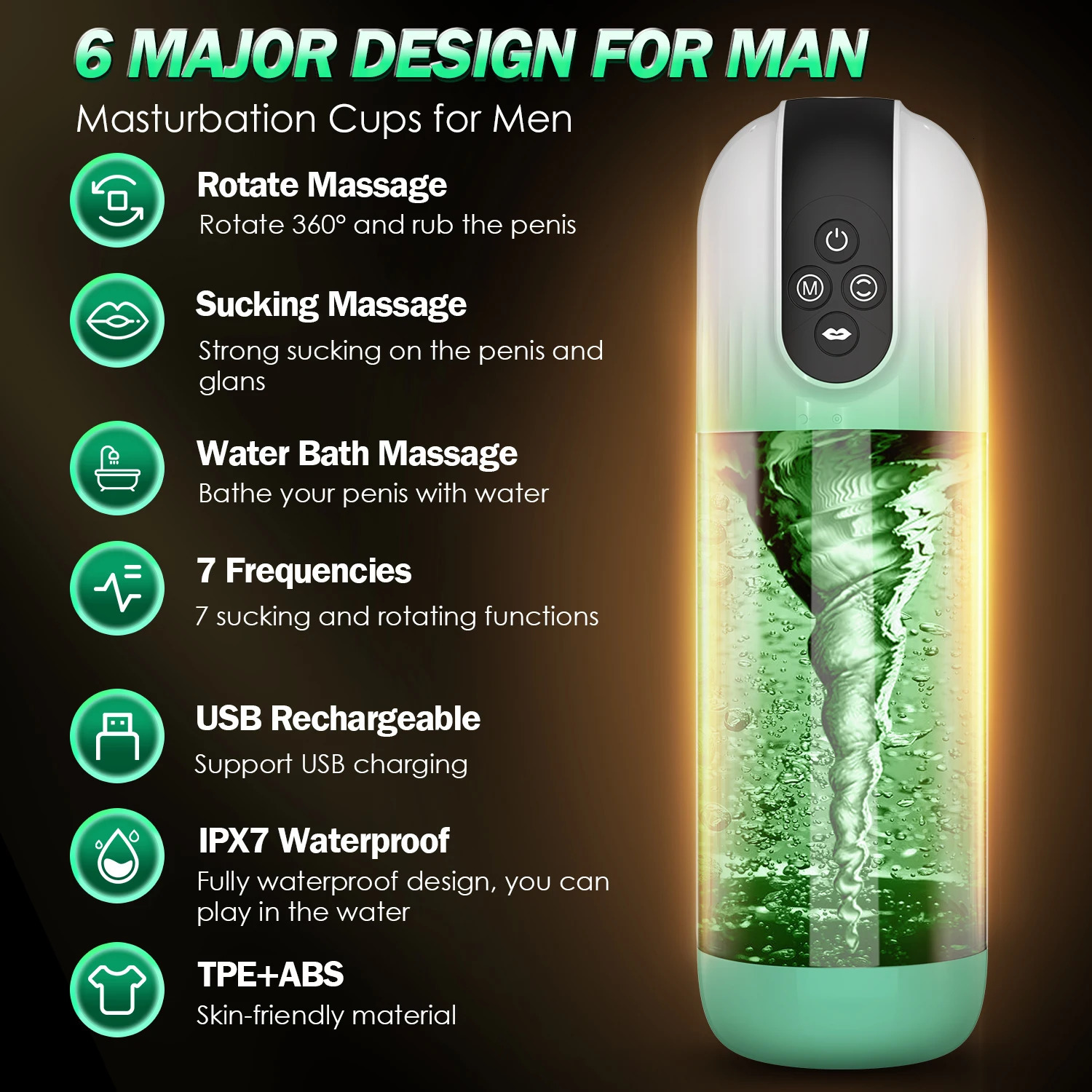 HESEKS 7 Rotating Sucking Water SPA Automatic Male Masturbators Real Pussy Adult Masturbation Sex Toys For Men Blowjob Machine 240711
