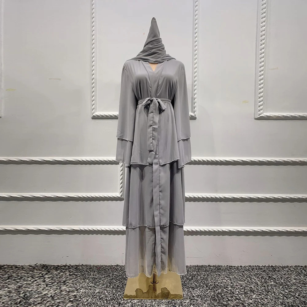 Chiffon Robe Longue Kimono Femme Musulmane Open Abaya Dubai Turkey Islam Arabic Muslim Dress Abayas For Women Caftan Marocain 240712