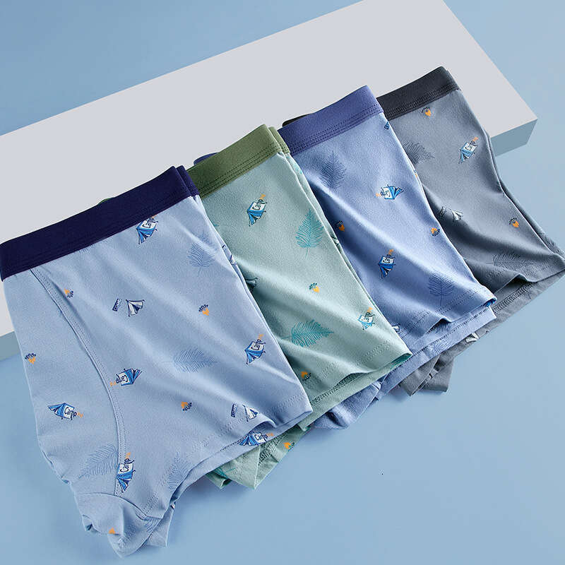 50S Breathable and Comfortable 3A Antibacterial Crotch Men's Flat Angle Pants U Convex Trendy Printed Pure Cotton Underwear Men Mutande Men Under