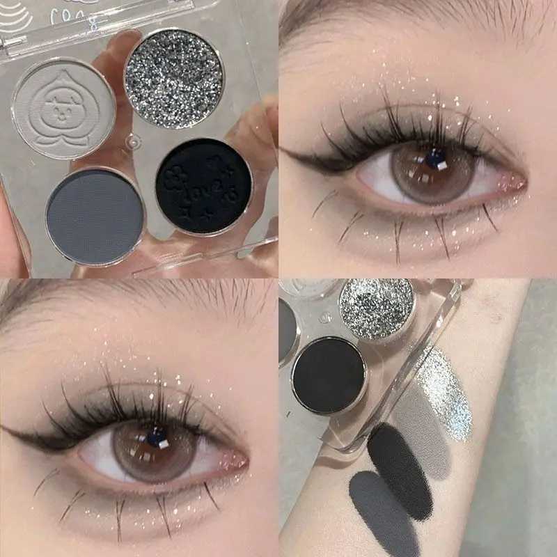 Black Punk Smoking 4 Color eye shadow Silver Grey Pearl Matte Black Halloween Ins Cheap eye shadow PaletteW240730