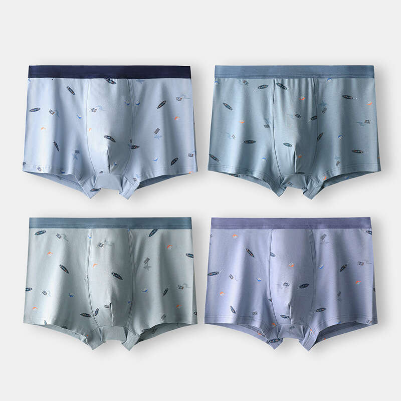 Printed Pure Cotton Underwear, Three-dimensional U-shaped Convex Large Space Flat Corner Pants, Casual and Comfortable Without Pressure Men's Und