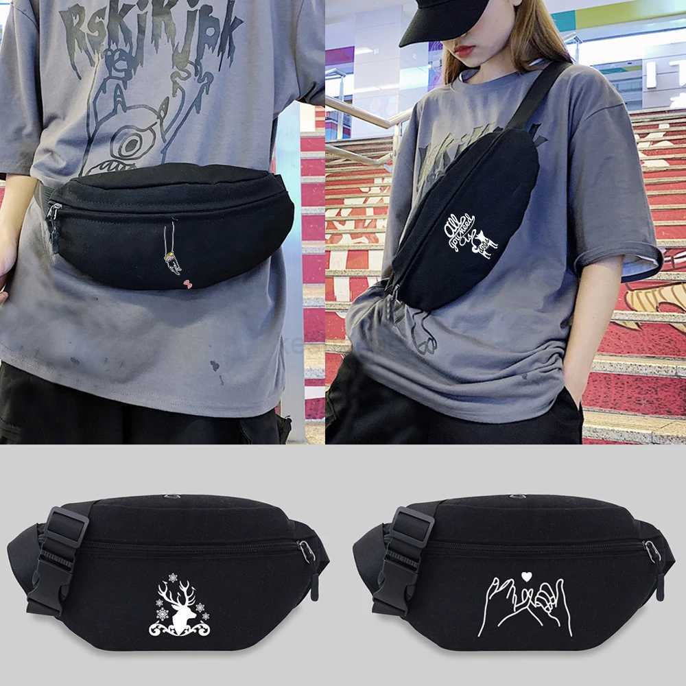 Fashion Chest Messenger Bags Women Travel Waist Bag White Picture Series Shoulder Crossbody Bag Outdoor Sports Waist Storage BagXJ240720