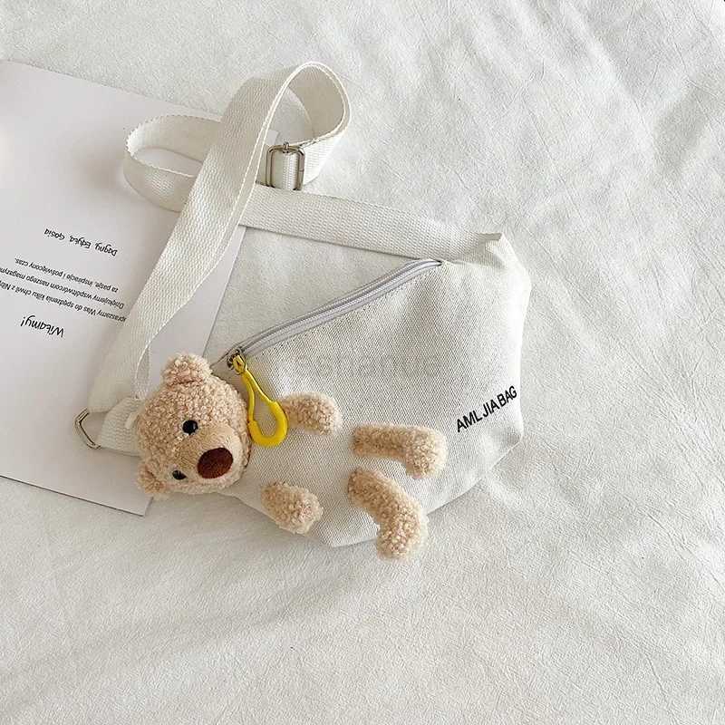 Cute Bear Womens Waist High Quality Canvas Belt Bags Designer Chest Female Solid Fanny Pack Banana Hip PurseXJ240720