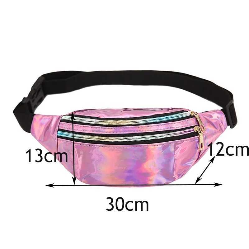 Holographic Waist Bags Women Silver Fanny Pack Female Belt Bag Geometric Waist Packs Laser Chest Phone Pouch CrossbodyXJ240720