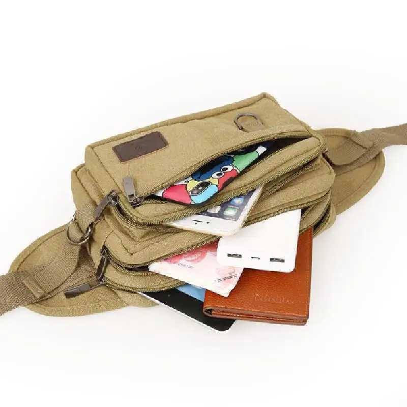 Fashion Men Women Waist Bag Casual Pack Purse Large Phone Belt Bag Pouch Canvas Outdoor Travel Phone Bag Banana Hip BagsXJ240720