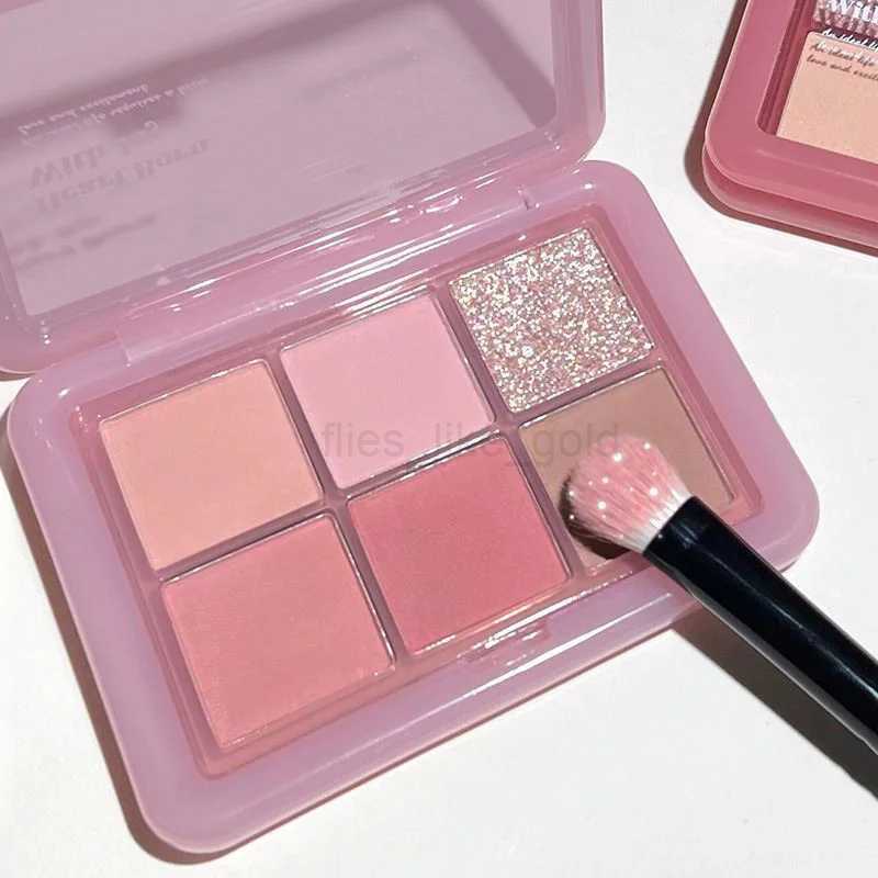 6-color eye shadow palette shimmer matte makeup palette glitter soft pink eye shadow eye shadow pigment durable cosmeticsW240730