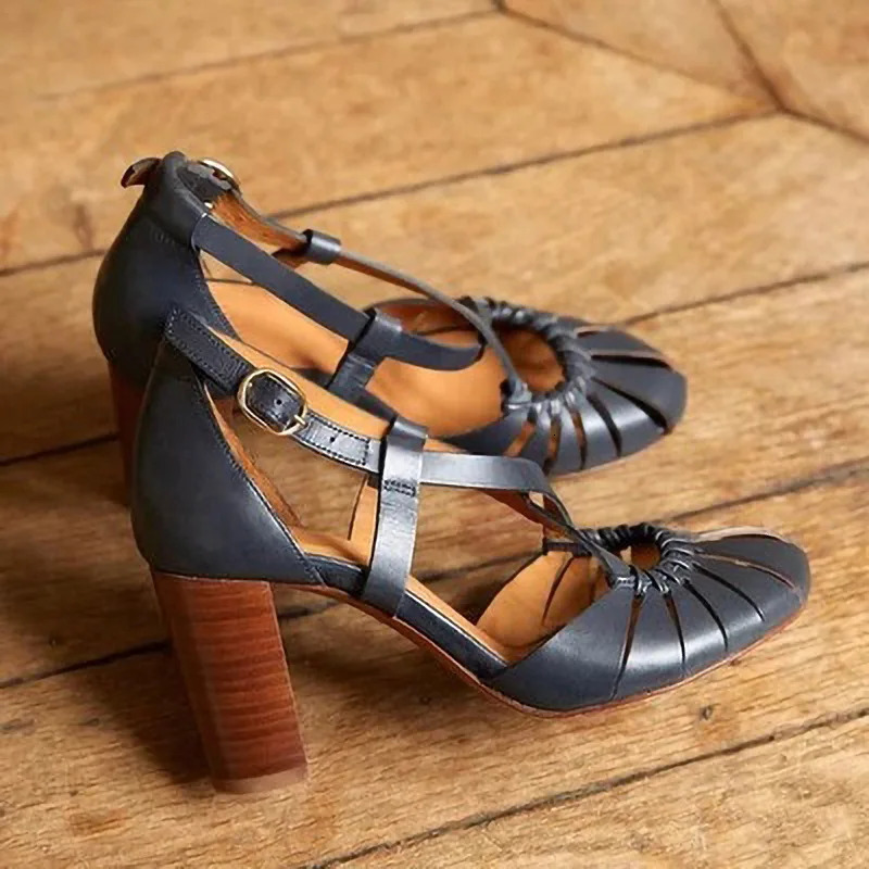 Summer High Heel Sandal for Women Suit Female Beige Buckle Large Size Women's Shoes High-heeled Black Fashion Big Comfort G 240708
