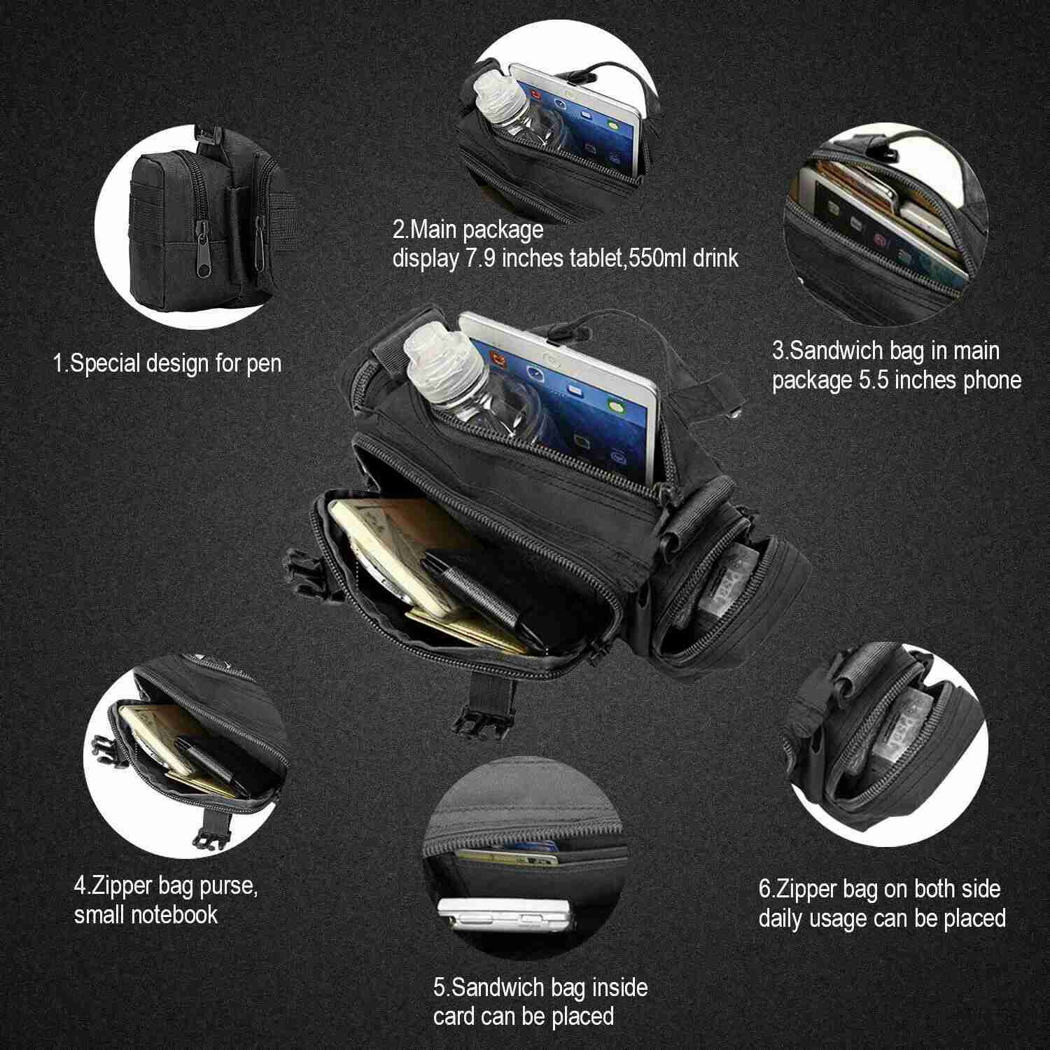 Military Tactical Waist Pack Molle Outdoor Sports Chest Bag Camouflage Crossbody Backpack Multifunctional HandbagXJ240720