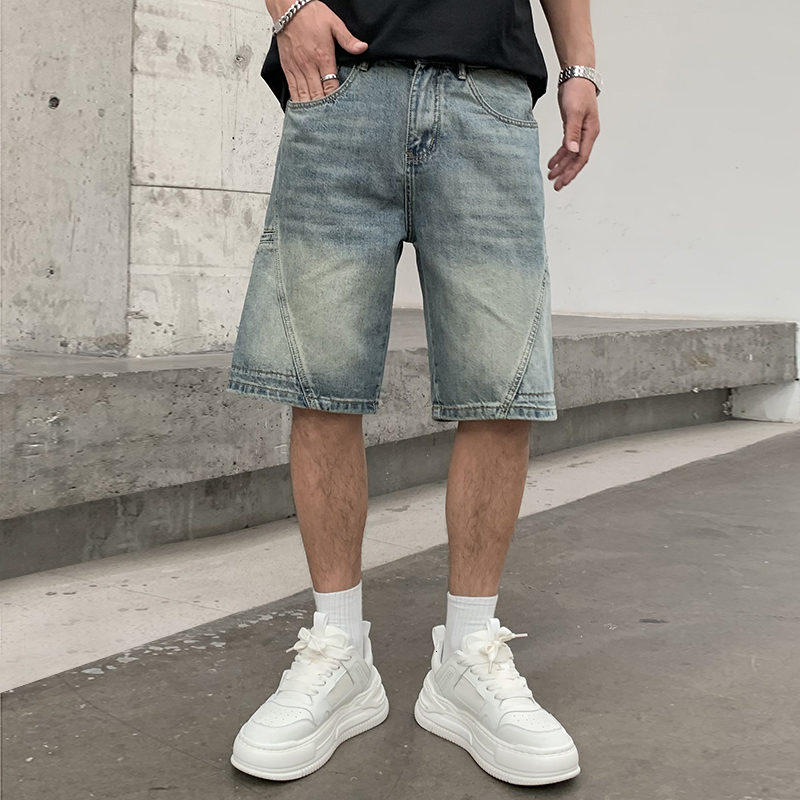 American style ripped embroidered denim shorts, men's loose trendy brand, cool and stylish mid length pants, summer thin fit, plus size five quar