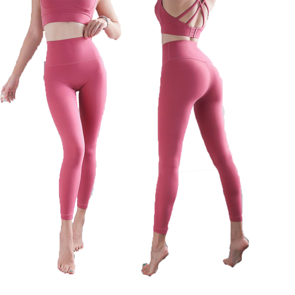 Ninth Womens Activewear Solid Color Yoga Pants High Waist Stretchy Fitness Girls Sport Leggings T Shaped Soft Elastic Push-UP Tights