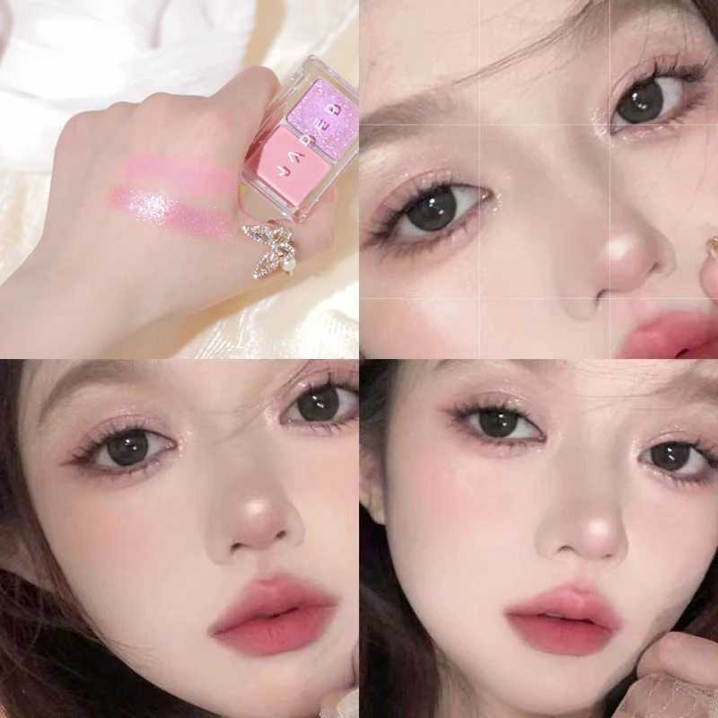 Cream blue eye shadow plate matte pearlescent two tone pink eye shadow pigment durable earth color eye shadow plate cosmeticsW240730