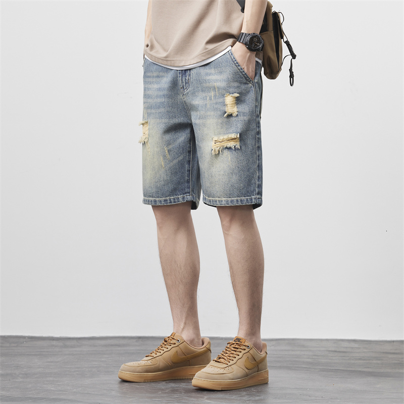 2024 Summer Denim Shorts Men's Versatile Loose Korean Trendy Pants Instagram