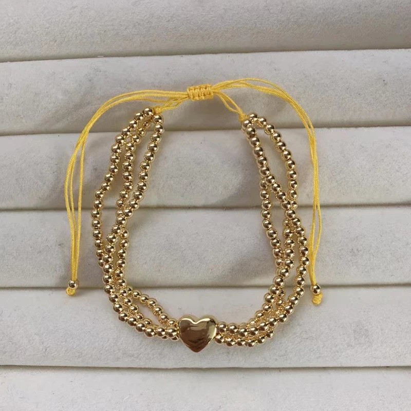 Faith SAN Benito Charm Bracelet Gold Plated Brass Freshwater Pearl Zircon Heart Bead Blessed Adjustable Bracelet Jewelry 240719