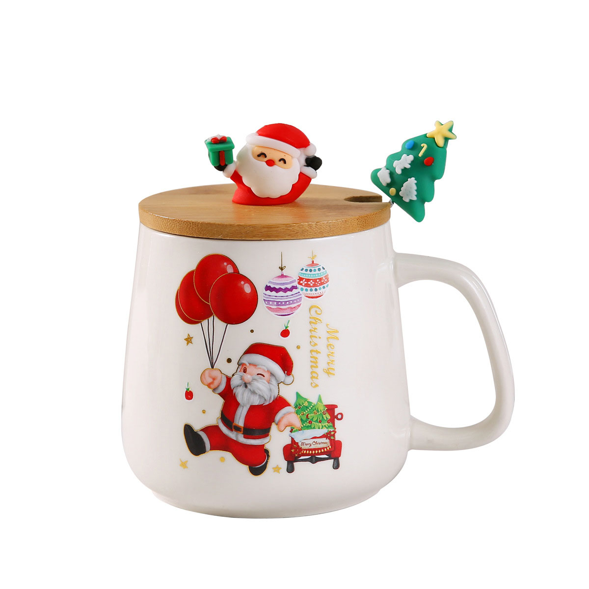 Creative Christmas Day Cup Cartoon Gift With Lid Spoon Souvenir Mug Cross Border Santa Claus Ceramic Mug