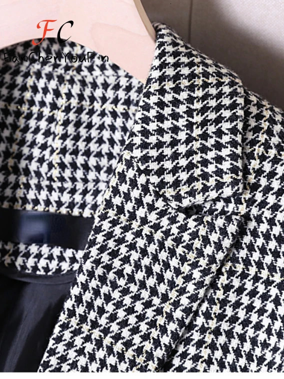 Spring Womens Coats Fashion Temperament Casual Loose Tops Female Baggy Versatile Office Lady Lattice Patchwork Blazers 240715