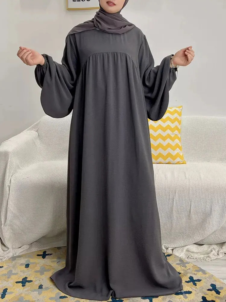 Abaya Muslim Long Dress for Women Crepe Ramadan Eid Loose Islamic Clothing Prayer Dresses Hijab Robe Dubai Turkish Modest Kaftan 240712