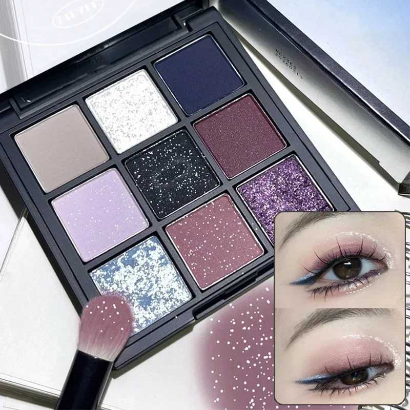 9 colors dark punk smoking eye shadow palette black purple pearl matte brightness pendant shimmer earth color makeupW240730