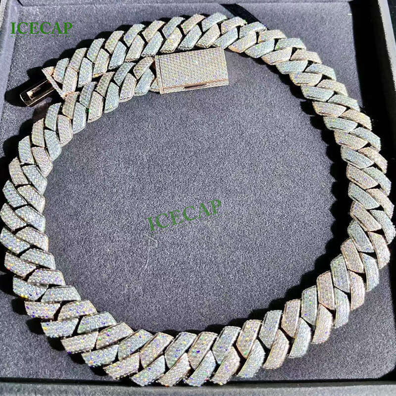 New Two-Sided Handset VVS Moissanite Cuban Links Chain Hiphop Men Diamond Necklace