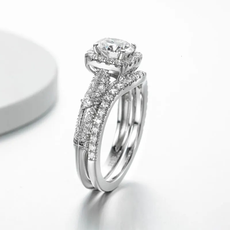 DEZO Wedding Ring Set for Women 1.53 ctw Retro Solid 925 Silver Engagement Ring VVS1 D Color GRA Certificate 240805