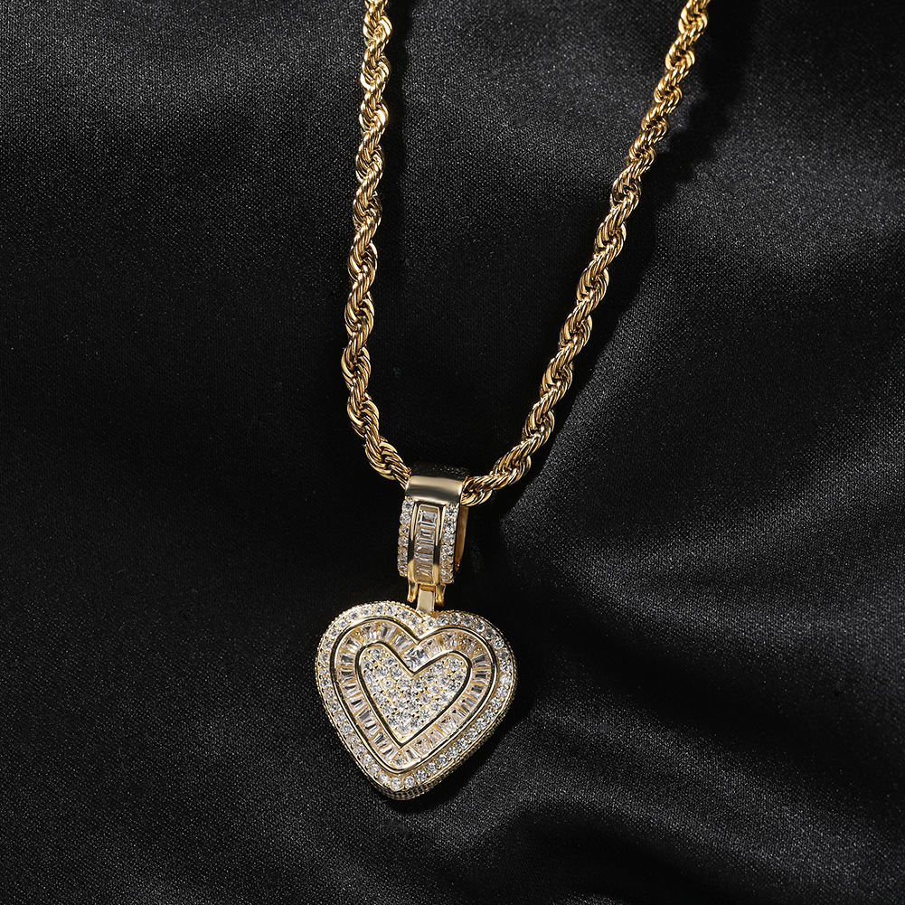 Charm Love Heart Pendant Necklace TopBling 18k Gold Plated 5A T Zircon Jewelry