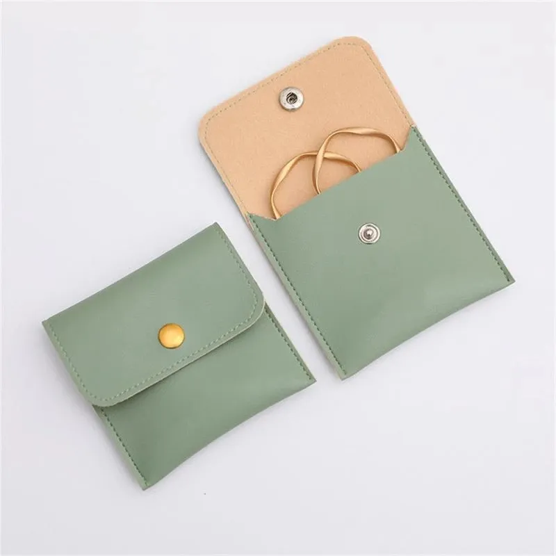 Custom Beige PU Leather Jewelry Pouch Bag Jewelrys Packaging for Watch and Other Mini Items LL