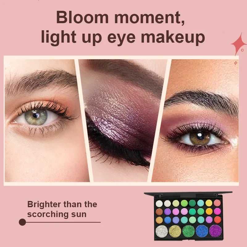 4 pieces of 29 color eye shadow palette with eye black and brush matte waterproof womens shiny eye shadow makeup lastingW240730