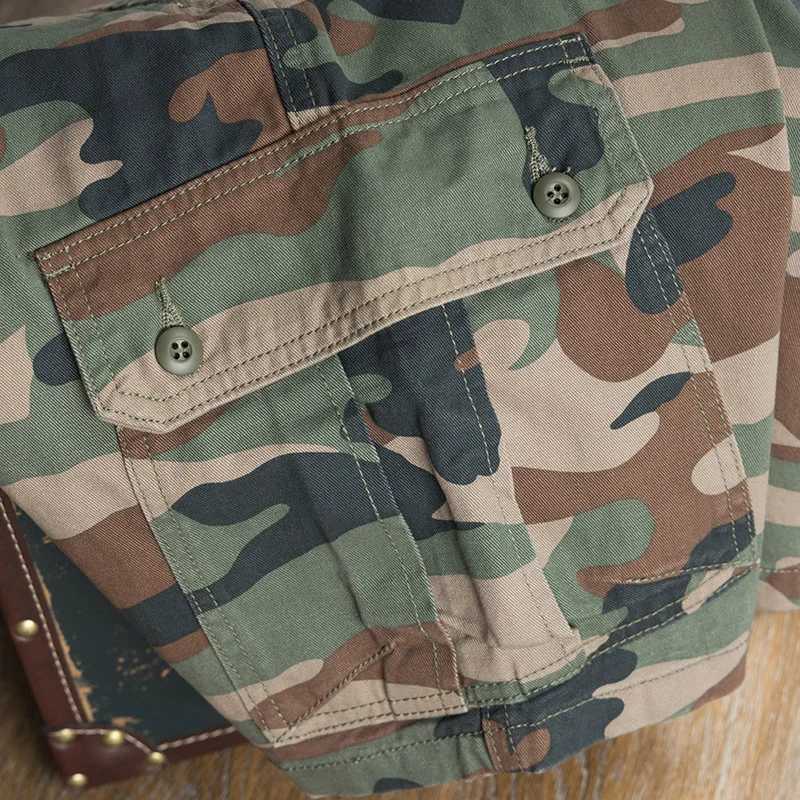 130kg wear Camouflage workwear shorts summer mens heavyweight washed cotton capris retro khaki style tough casual half pants M240720