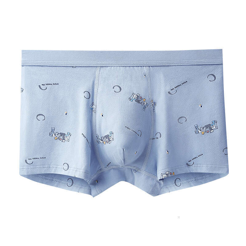 50S Pure Cotton Fashionable Printed Flat Corner Pants 3DU Convex Large Space Youth Development Period Men's Underwear Boxer Panties Boxers Sexy M