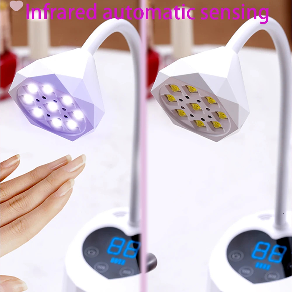 Wireless Nail Lamp LED UV Nail Dryer Rechargeable Auto Sensing Touch Control Fast Drying Nail Light 360° Bendable Table Lamp 240719
