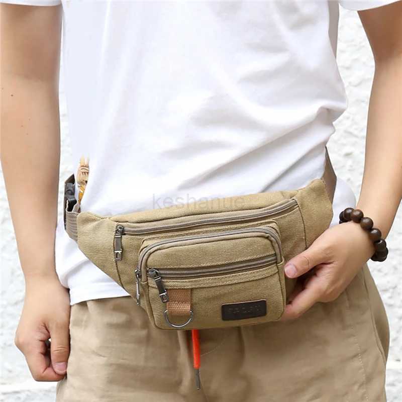 Chest Bag Canvas Waist Bag Women Mens Belt Bag Fashion Bum Bag Travel Purse Bag for Phone Pouch Pocket Hip Bag Waist Pack MaleXJ240720