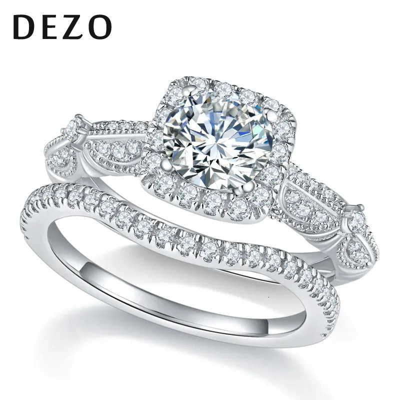 DEZO Wedding Ring Set for Women 1.53 ctw Retro Solid 925 Silver Engagement Ring VVS1 D Color GRA Certificate 240805