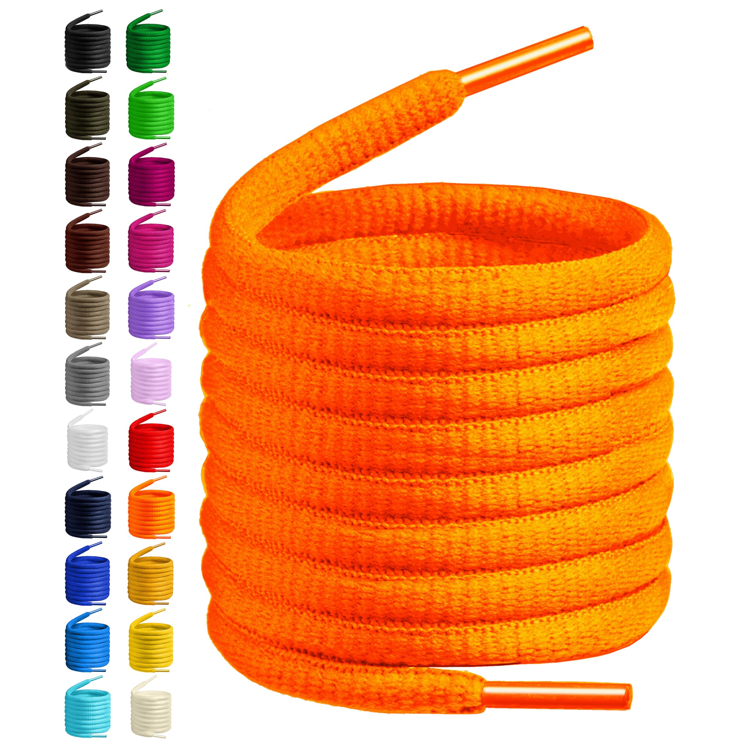 Flat solid color 5/16 inch laces for sneakers and athletic shoe strings