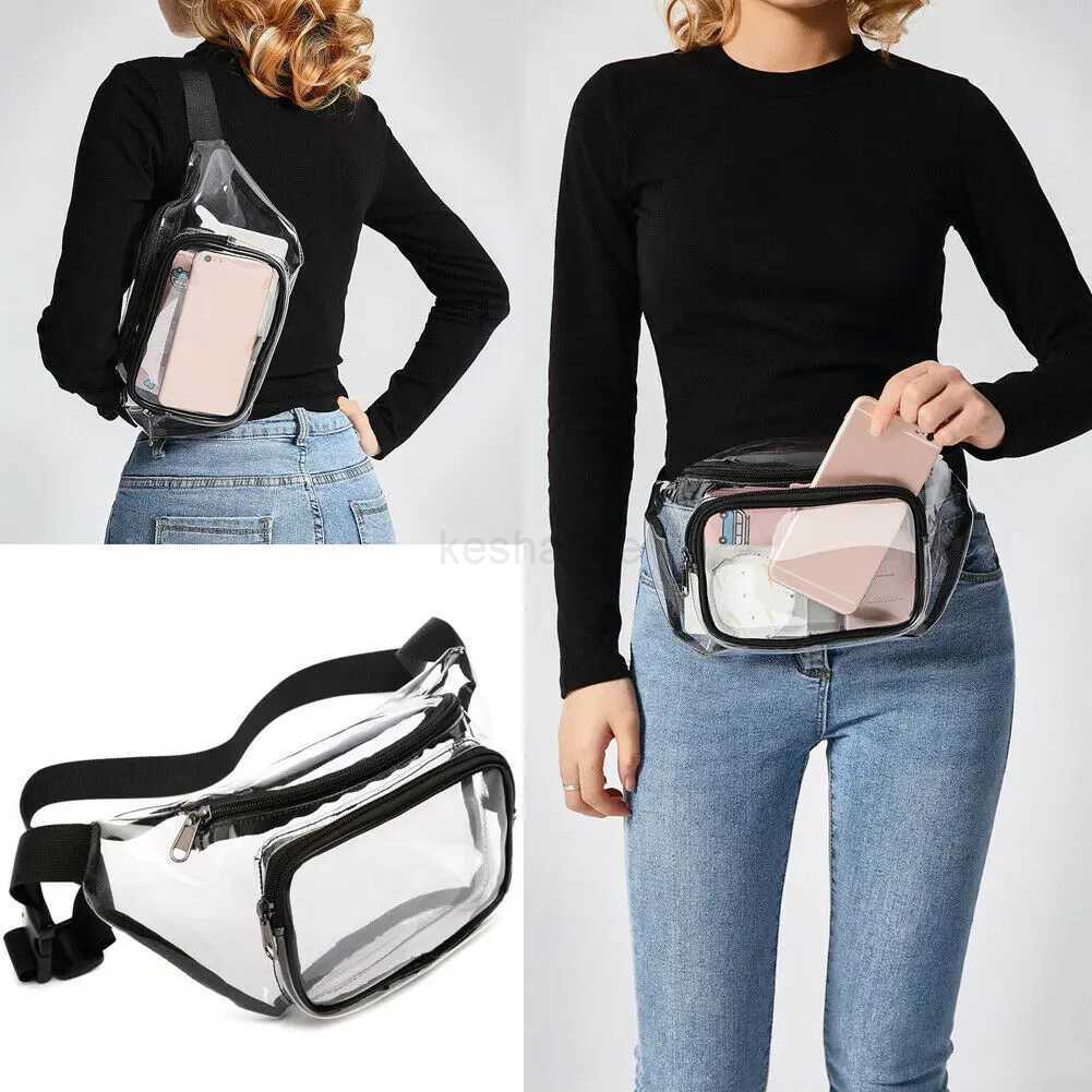 PVC Women Waist Fanny Pack Belt Bag Hip Bum Bag Clear Transparent Chest PouchXJ240720