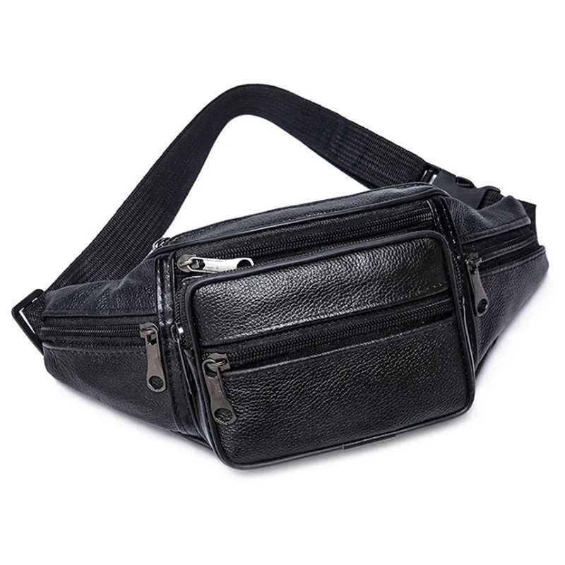 Mens Waist Pack Leather Bag Waist Belt Bag Male Leather Fanny Pack Fashion Luxury Small Shoulder Bags For MenXJ240720