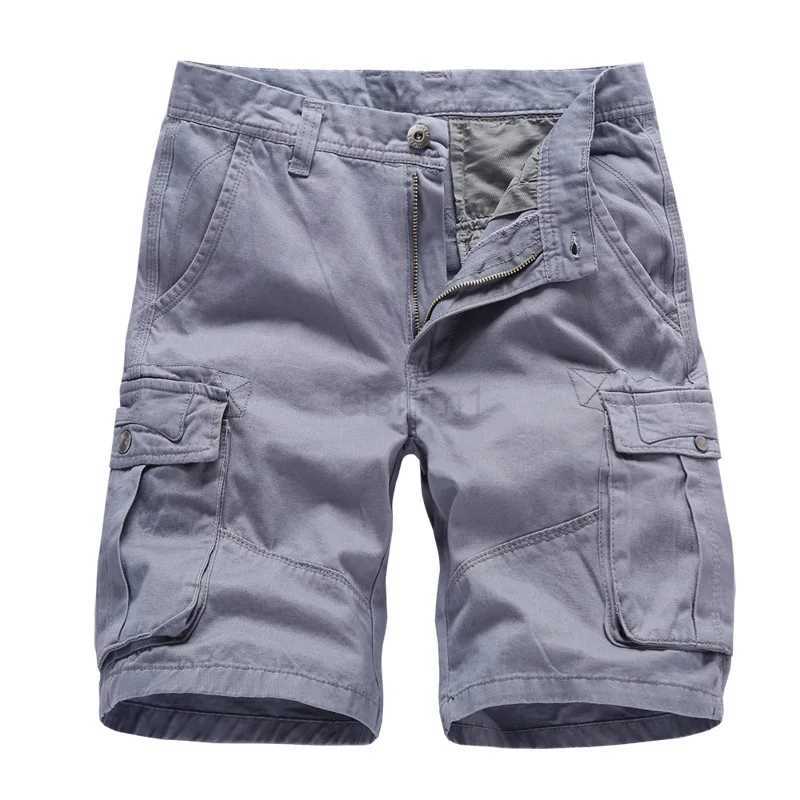 2024 Summer Mens Multi Pocket Military Cargo Shorts Male Cotton Green Mens Casual Tactical Shorts Short Pants No Belt M240720