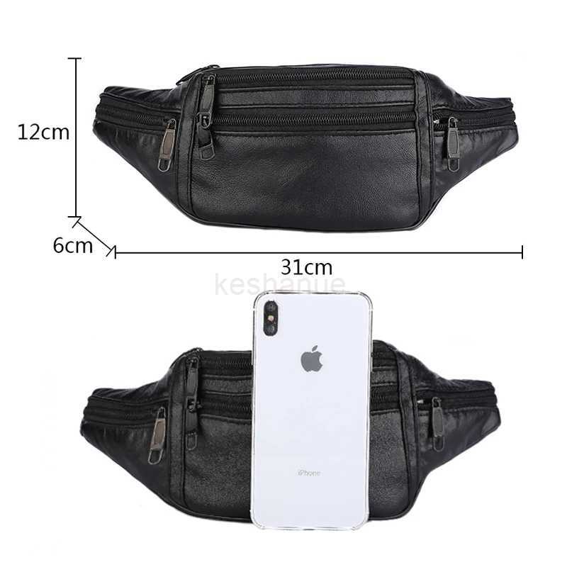 Leather Men Waist Chest Bag Thin Outdoor Sports Tactical Male Small Running Fanny Pack Crossbody Chest Money Belt BagsXJ240720