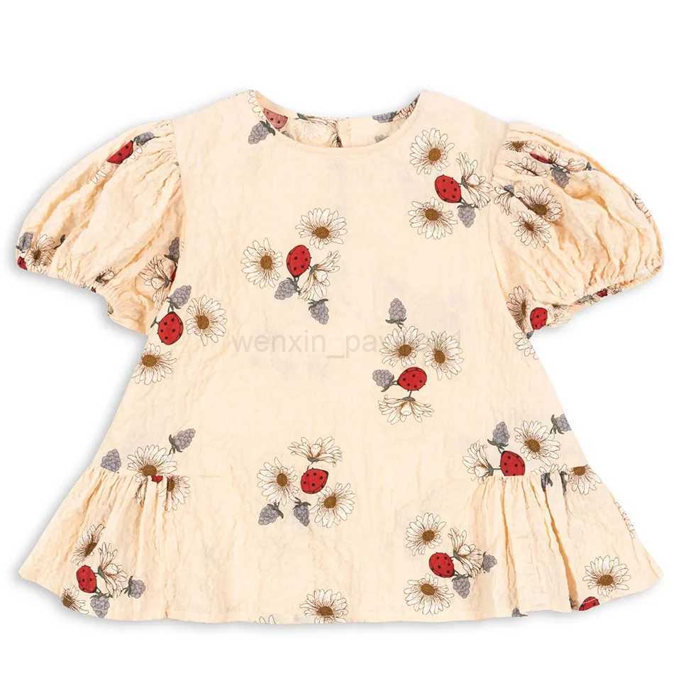 Girls Dresses 2024 Summer New Printed Fashion Dresses Cotton Cute Short Sleeve Suit Baby Cr ling Clothes Childrens ClothingXJ240720