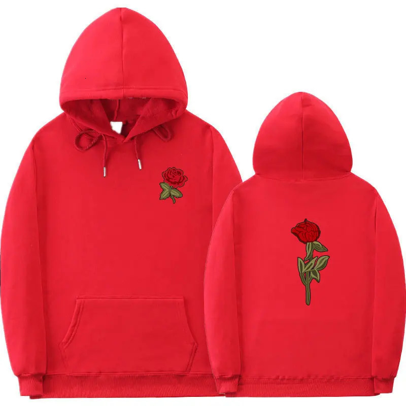 Spring and Autumn Street Hoodies Rose Simple Print Harajuku Fashion Mens Womens Sweaters 240718