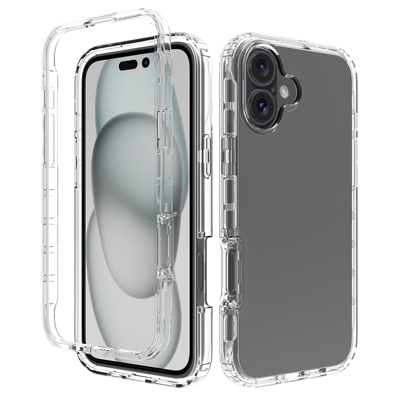 Clear 3in1 Shockproof Cases For Iphone 17 Air 16 Pro Max 15 Plus 14 13 12 11 X XR XS MAX 8 7 6 Iphone17 Transparent Hard Plastic PC Soft TPU Mobile Ce