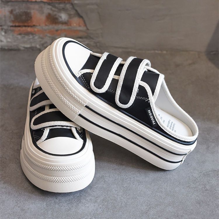 UQD-Limited Time Offer-Velcro Toe Half Slippers Women's Outfit 2023 Summer Korean Edition Thick Platform Versatile Little White Shoes XZ-1914