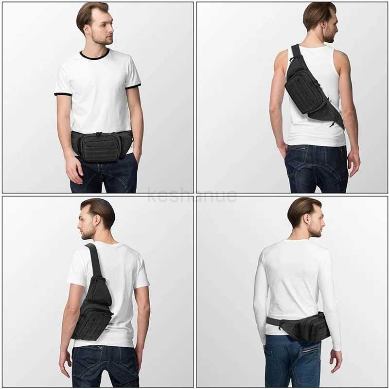 Tactical Waist Bag Gun Holster Military Fanny Pack Sling Shoulder Bag Outdoor Chest Assault Pack Concealed Pistol Carry HolsterXJ240720