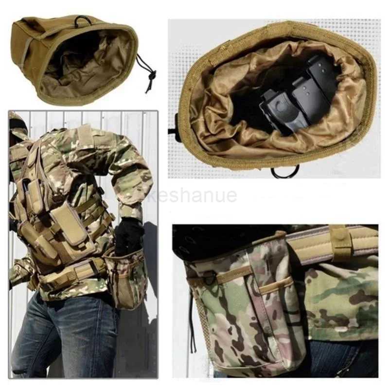 600D Nylon Portable Recycling Bag Outdoor Molle Pouch Military Backpack Hanging Bag Waist Sports Hunting Tactical BagXJ240720