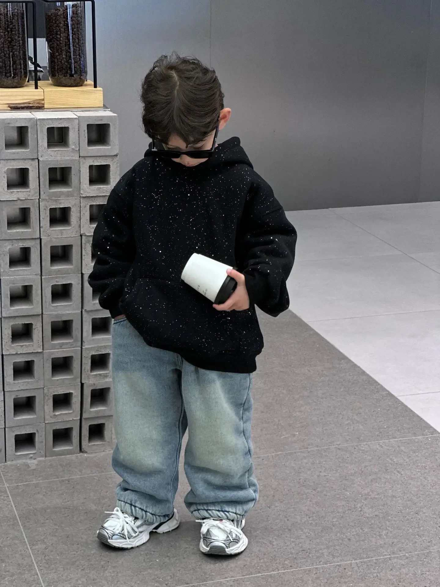 Boys Pants Winter Korean Style Solid Color Fleece Thickened All Match Jeans Boy Casual Simple Fashion Handsome Jeans 240716
