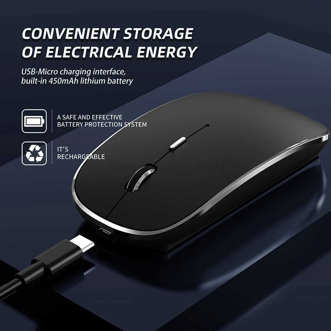 Wireless Mouse Chargeable Portable Silent USB and Type-C Dual Mode Mouse 3 Adjustable DPI for Laptop Mac MacBook Android PCCL240720