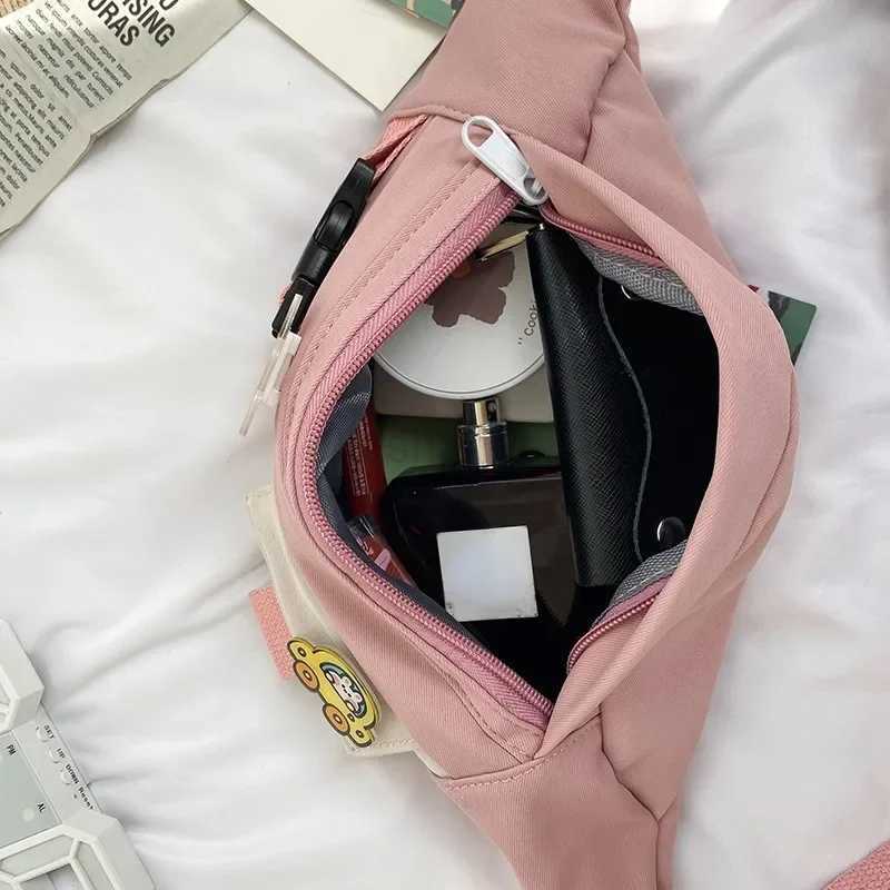 Waist Bags For Women 2023 New Canvas Leisure Solid Color Fanny Pack For Girls Cute Crossbody Chest Bag Belt Waist PacksXJ240720