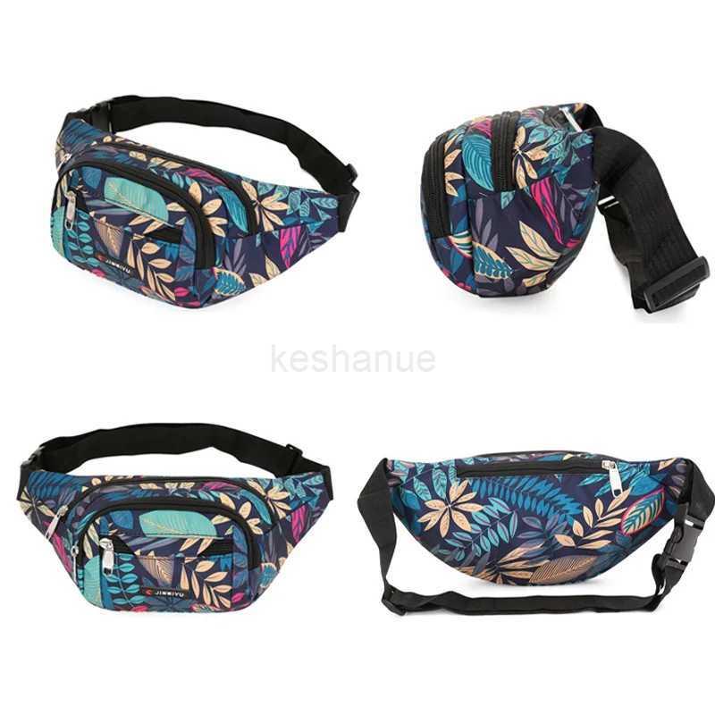 2022 HOT Leaf Printed Female Waist Bags Large Capacity Fanny Pack Mens Belt Bag Women Fashion Casual Canvas Travel Banana BagsXJ240720