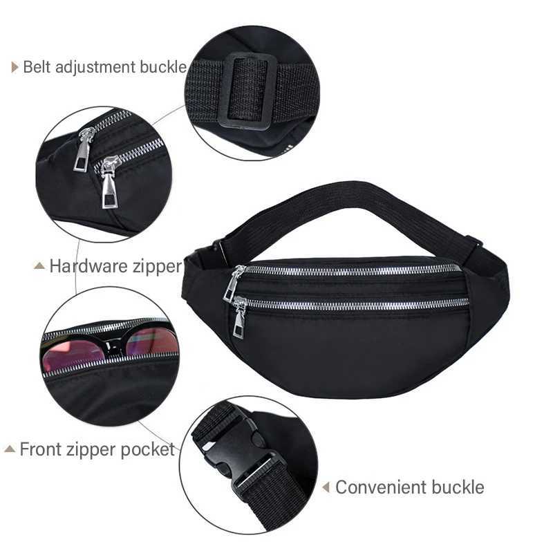 PUOU Waist Pack Bags for Women Nylon Fanny Packs Casual Womens Chest Bags Man Belt Pouch Travel Hip Bag Sport Purses PocketXJ240720