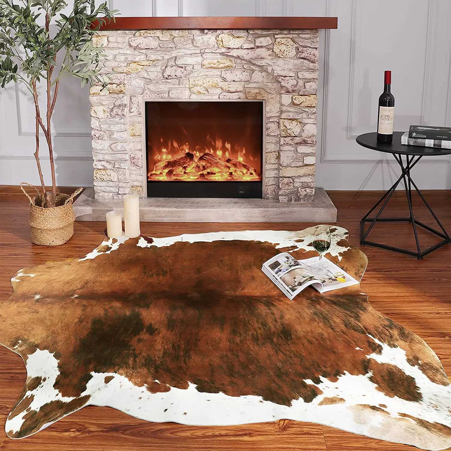 Cowhide Carpet Cow Print Rug American Style for Bedroom Living Room Cute Animal Printed Carpet Faux Cowhide Rugs for Home Decor