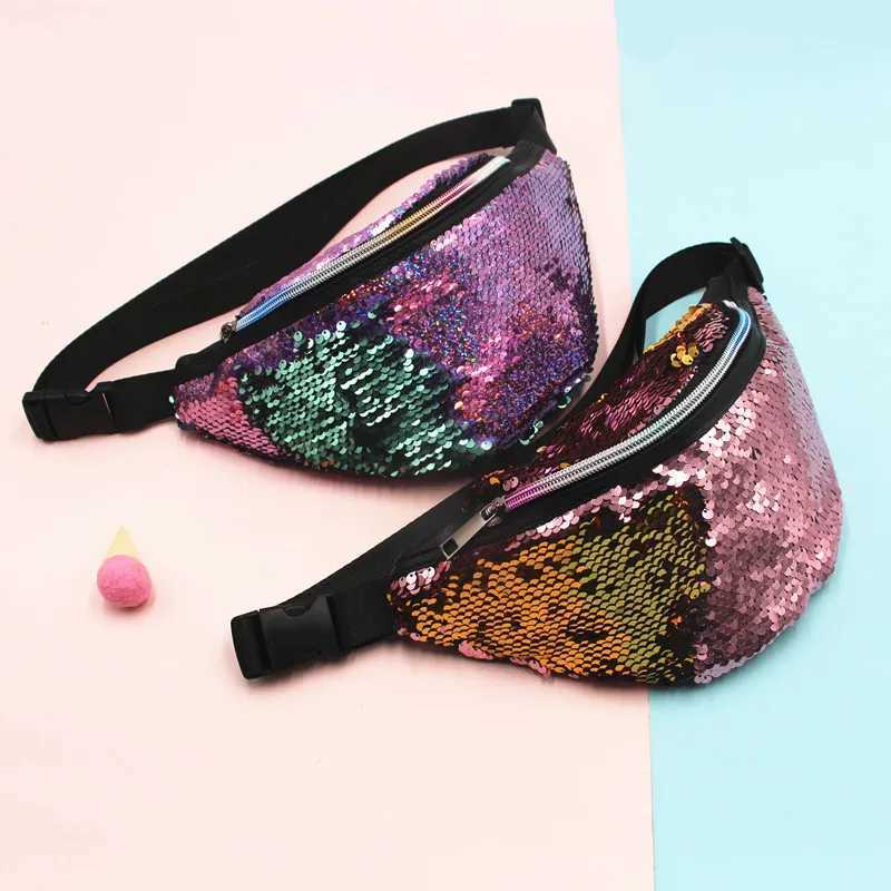 Sequins Waist Bag Women Crossbody Bags Ladies Fanny Pack for Women Luxury Handbag Bum Belt Chest Bag Female Waist PacksXJ240720
